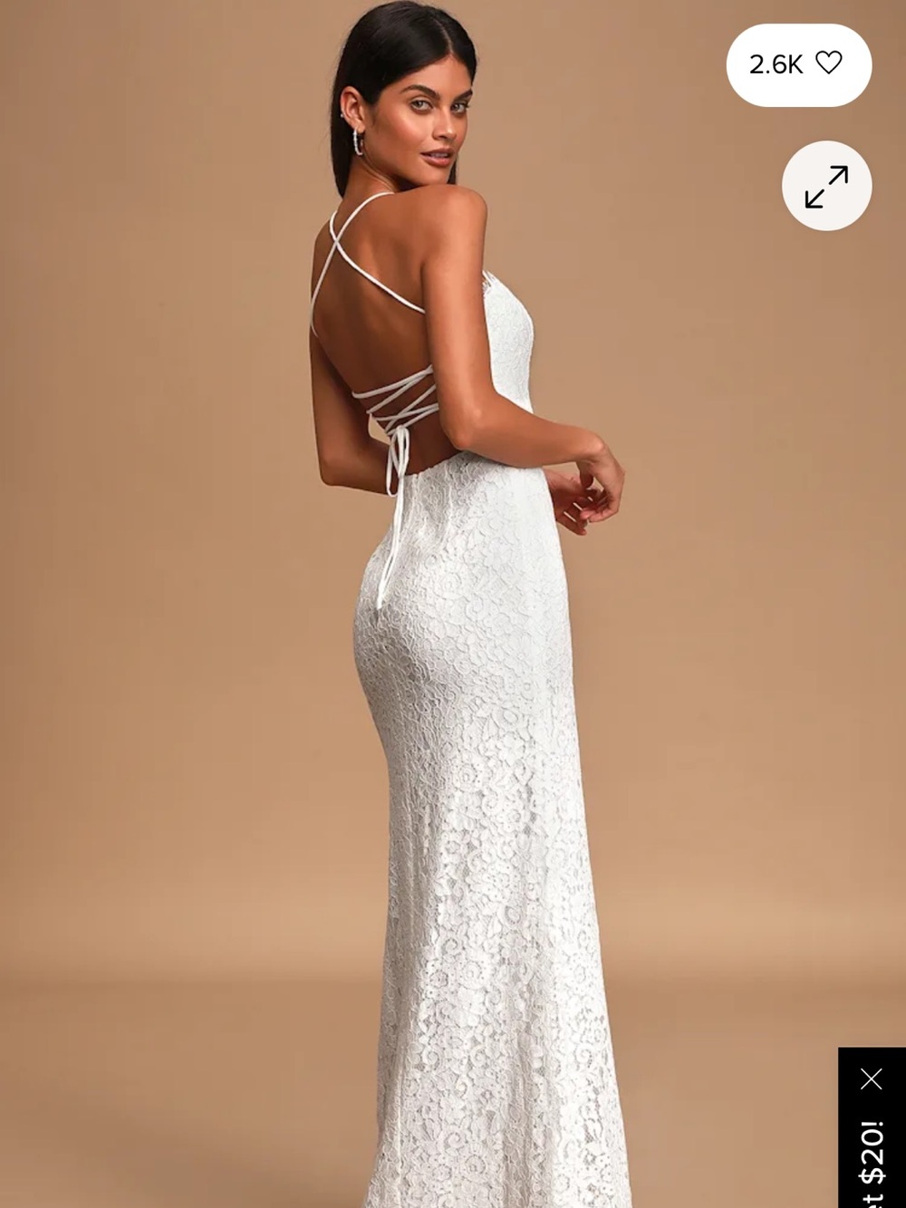 Lulu's White Lace Spaghetti-Strap Maxi Dress with High Side Slit